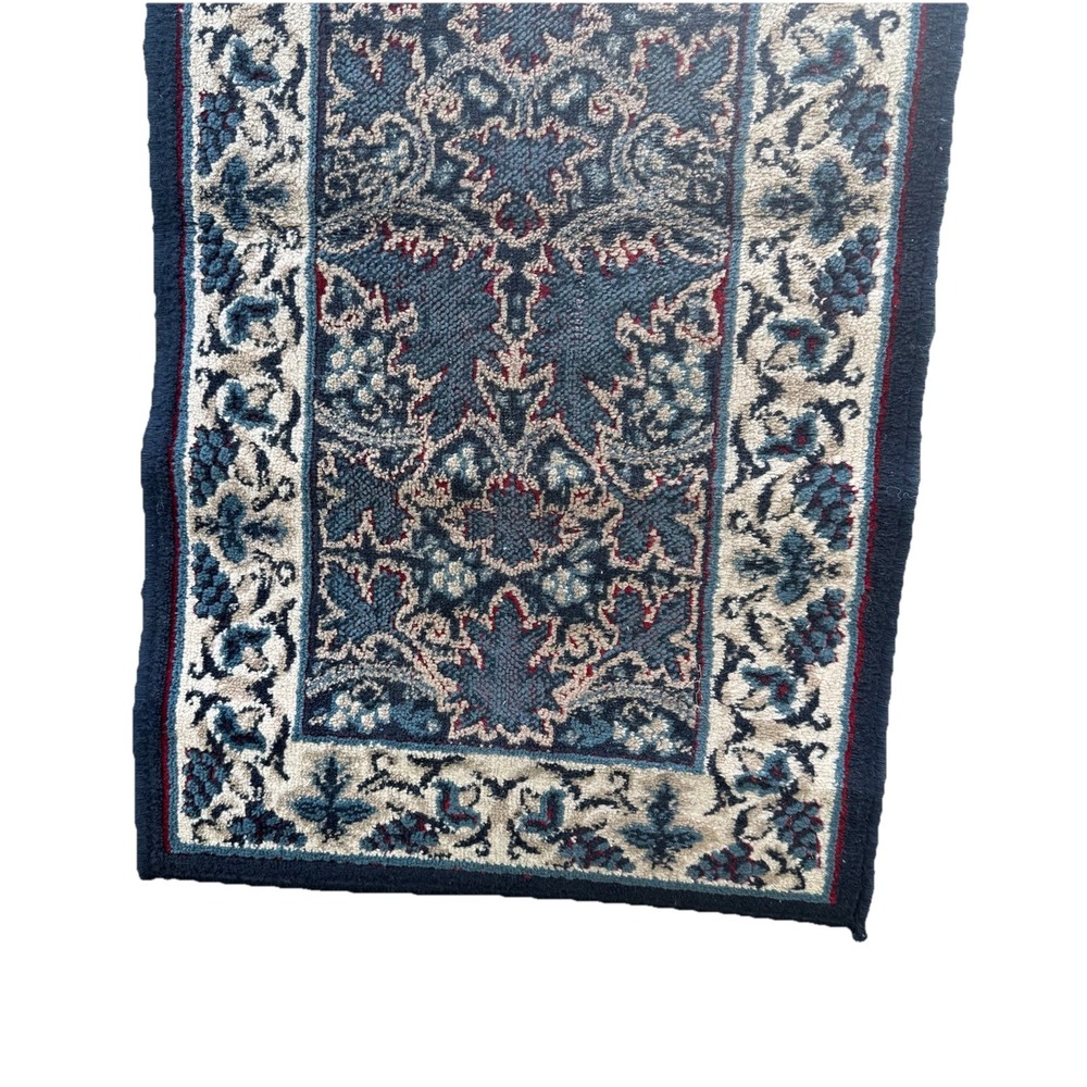 Vintage Turkish Runner Rug L 6'8.5" x W 1'10.5" Navy Blue, Multi-color Design - Picture 2 of 16